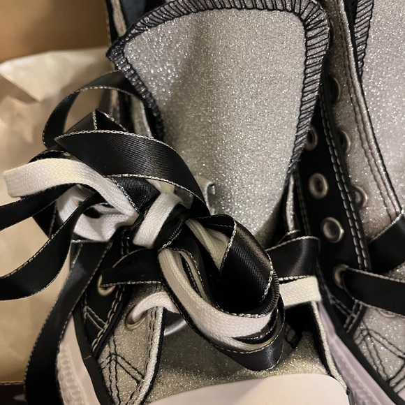Converse Black and Glittery Silver Double Upper Sz 11 New in Box - Picture 6 of 10